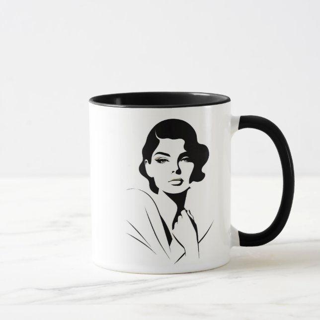 Taza Élégance intemporelle en noir et blanc. (Derecha)