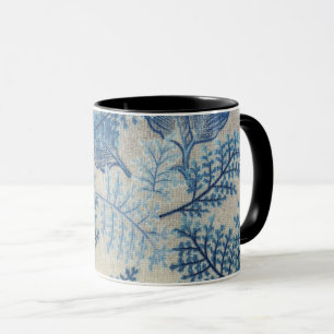 Taza Elegancia botánica: hojas azules y flores