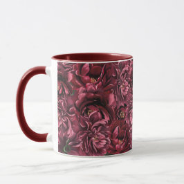 Taza Elegancia de flores de Borgoña