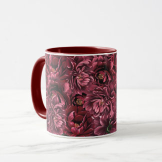 Taza Elegancia de flores de Borgoña