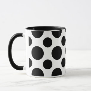 Taza Elegancia de moda: Mug de cerámica Black Polka Dot