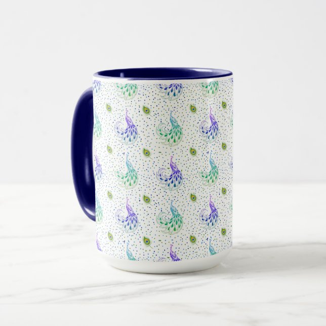 Taza Elegancia de pavo real blanco (Anverso izquierdo)