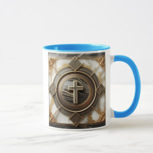 Taza Elegancia en la cruz absolución en mármol con dora