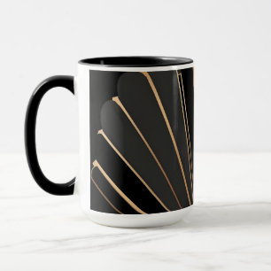 Taza Elegancia geométrica de abanico dorado Art Déco