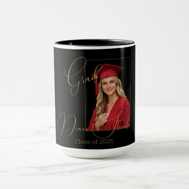 Taza Elegant Black & Gold Graduation  (Centro)