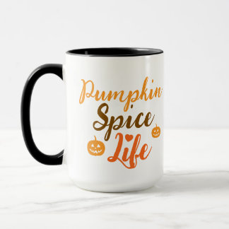 Taza Elegant black &orang pumpkin Spice Life  Mug