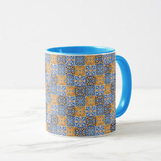 Taza Elegant blue& brow yellow Italian pattern