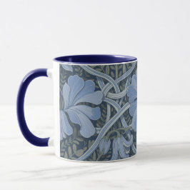 Taza Elegant Blue Watercolor Floral Pattern