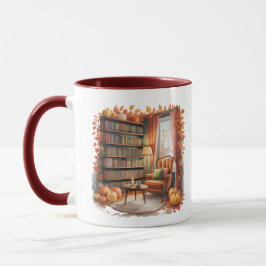 Taza Elegant Fall Bookshelf Mug — Cozy Curtain