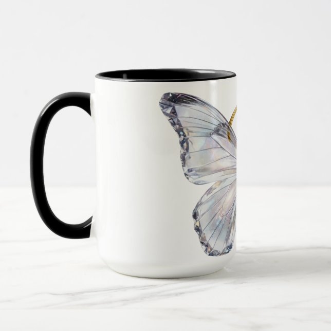 Taza Elegant Floral Butterfly Letter B - Artistic Monog (Izquierda)