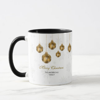 Taza Elegant Gold Ornament Merry Christmas