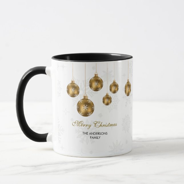 Taza Elegant Gold Ornament Merry Christmas  (Izquierda)