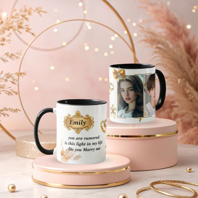 Taza Elegant Gold Proposal Mug - "Will You Marry Me" Cu (Subido por el creador)
