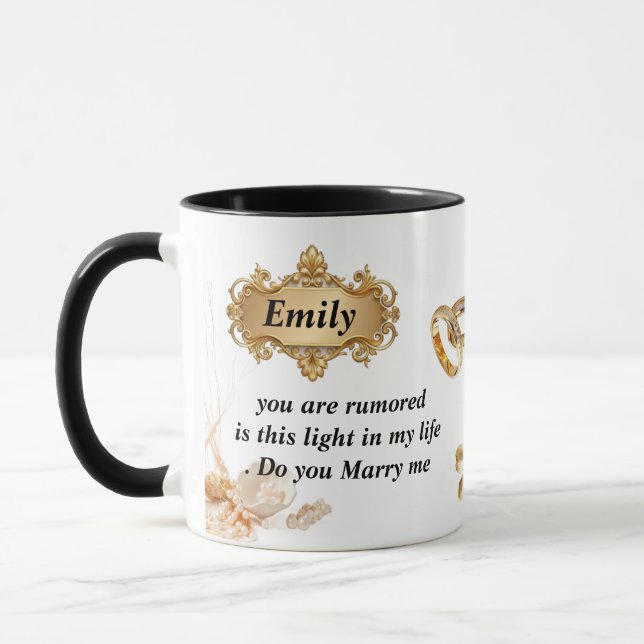 Taza Elegant Gold Proposal Mug - "Will You Marry Me" Cu (Izquierda)