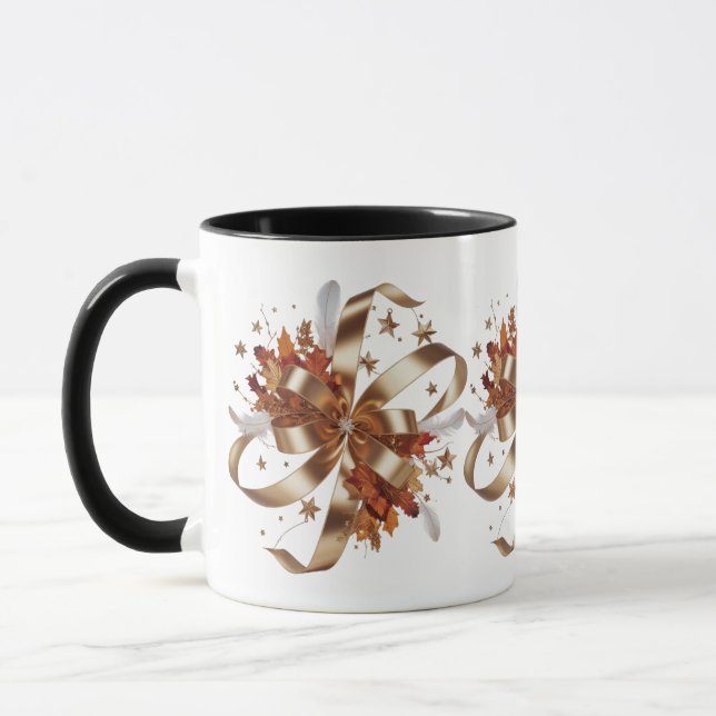 Taza Elegant Gold Ribbon Autumn Harvest Combo Coffee (Izquierda)