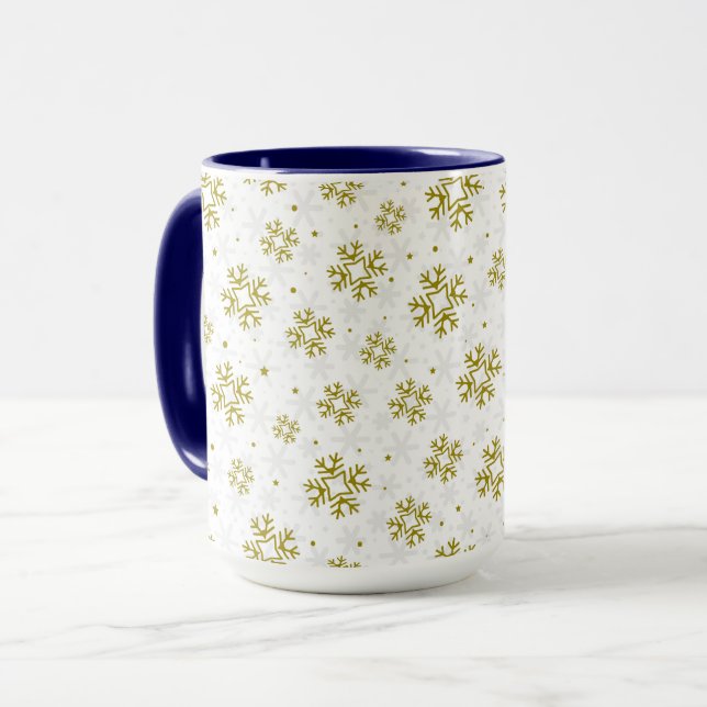 Taza Elegant Gold Snowflake Winter Pattern (Anverso izquierdo)