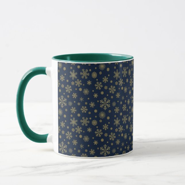 Taza Elegant Gold Snowflake Winter Pattern (Izquierda)