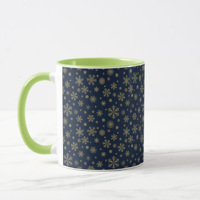 Taza Elegant Gold Snowflake Winter Pattern (Izquierda)