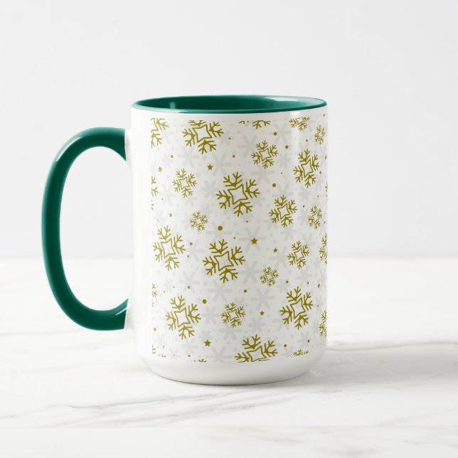 Taza Elegant Gold Snowflake Winter Pattern (Izquierda)