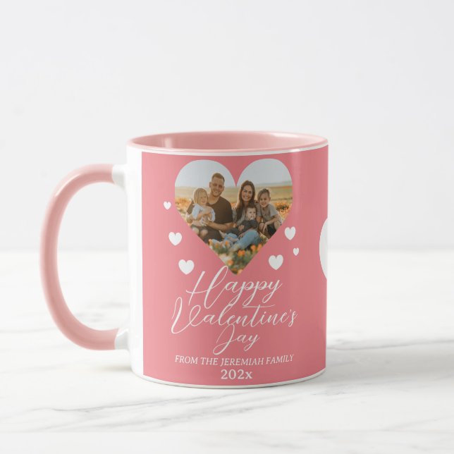 Taza Elegant Love Happy Valentine Day Family Photo (Izquierda)