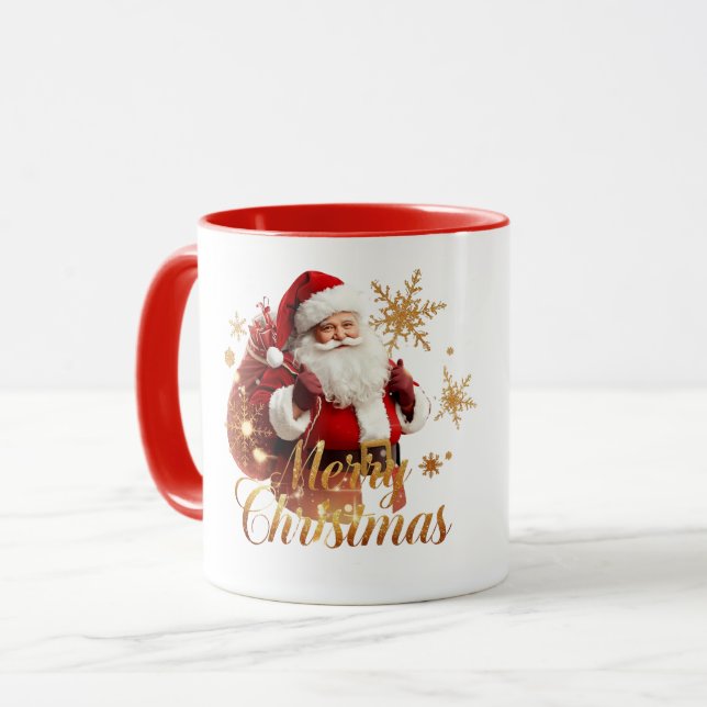 Taza Elegant Merry Christmas Santa Claus (Anverso izquierdo)