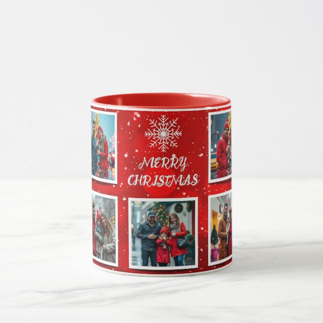 Taza Elegant Modern Christmas Family Photo Design (Centro)
