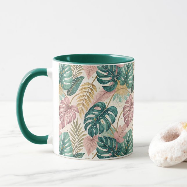 Taza Elegant Monsteras Gold (Con donut)