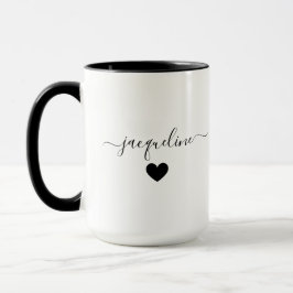 Taza Elegant Personalized Mug with Name and Heart