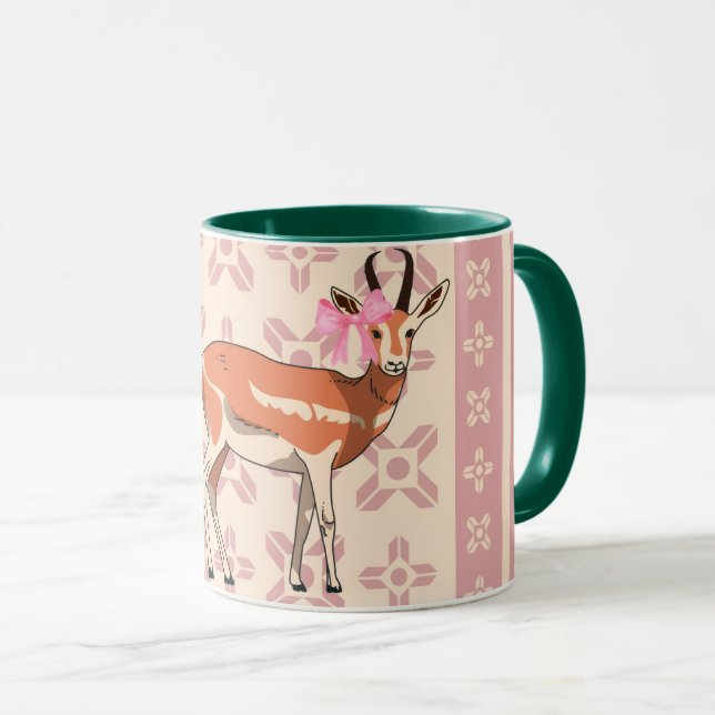Taza Elegant Pink Doe-patterned Christmas  (Anverso derecho)