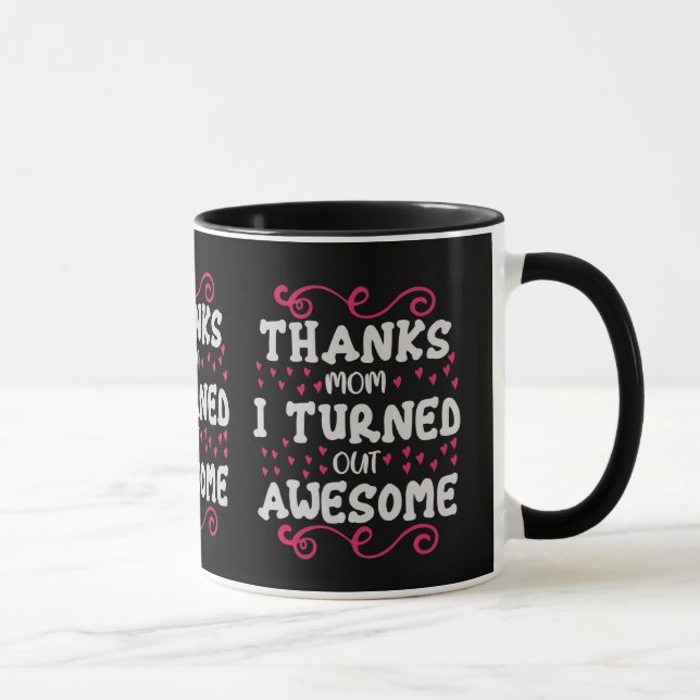 Taza Elegant Pink Swirl Pattern Typography Two Tone Mug (Derecha)