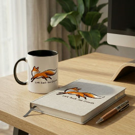 Taza Elegant Running Fox "Look Back. See Growth." Two-T