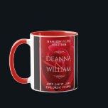 Taza Elegante 15.º 26.º 36.º Rosa Boda Aniversario<br><div class="desc">¡Celebremos los 15, 26 o 36 años de rosa boda con un par de estos elegantes tazas! Las elegantes letras blancas con un romántico fondo de rosa rojo bordeado por barras blancas y negras añaden un toque memorable a esta ocasión especial y (extraordinario) hito. Personaliza con los nombres de la...</div>