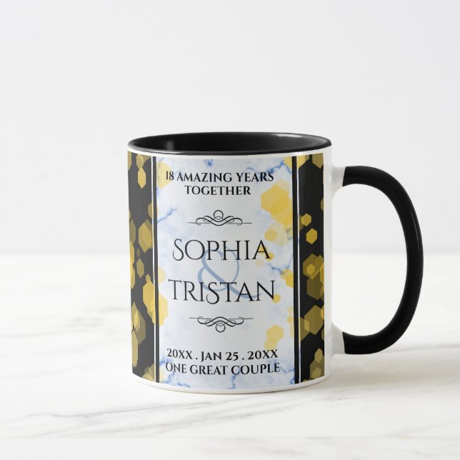 Taza Elegante 18º aniversario de Boda porcelano (Derecha)