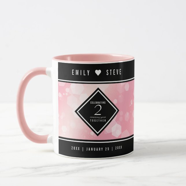 Taza Elegante 2º Rosa de Aniversario del Boda del Cuart (Izquierda)