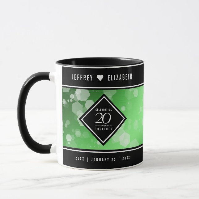 Taza Elegante 20° aniversario de Boda Esmeralda (Izquierda)