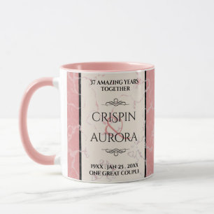 Taza Elegante 37° Aniversario del Boda de Alabastro
