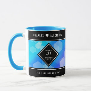 Taza Elegante 41° Aniversario del Boda de Topaz Azul
