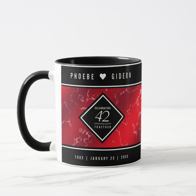 Taza Elegante 42° Aniversario del Boda Jasper (Izquierda)