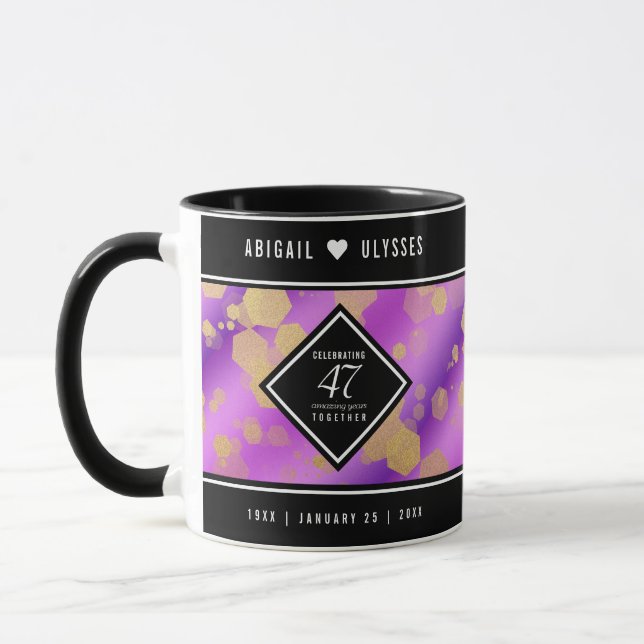 Taza Elegante 47° Aniversario del Boda Ametista (Izquierda)