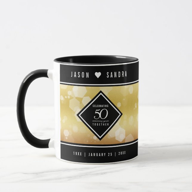 Taza Elegante 50° Aniversario del Boda Dorado Mug (Izquierda)