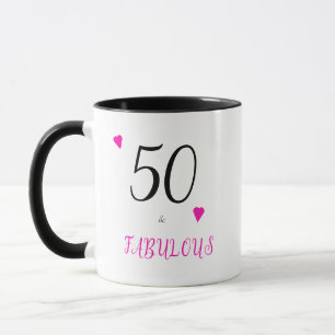 Taza Elegante 50 y fabulosos corazones rosados 50 cumpl