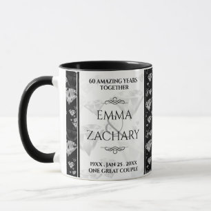 Taza Elegante 60.º 75° Aniversario del Boda del Diamant