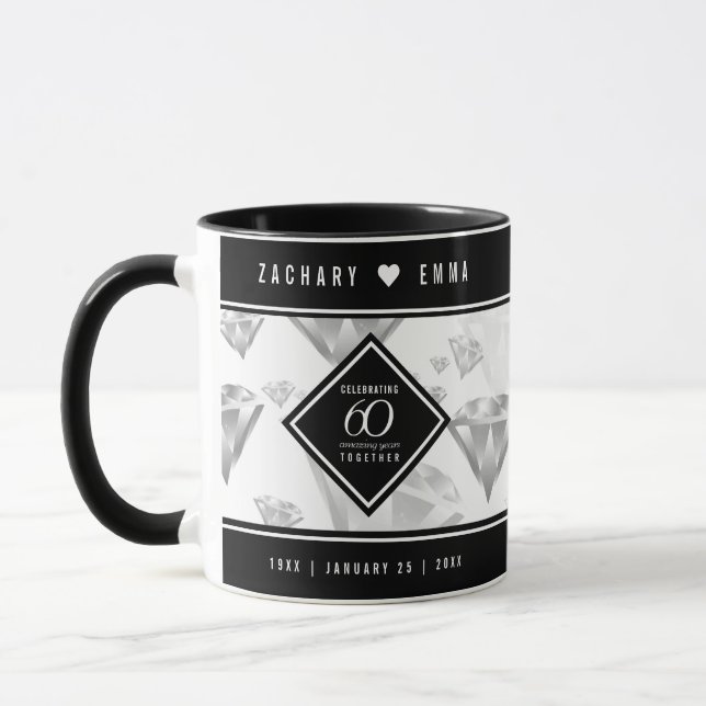 Taza Elegante 60° Aniversario del Boda del Diamante (Izquierda)