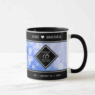Taza Elegante 65º Aniversario del Boda de Zafiro Azul
