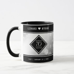 Taza Elegante 70° Aniversario del Boda Platino
