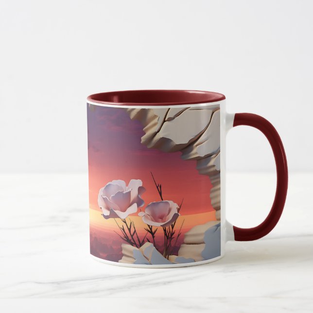 Taza Elegante Abstract Floral Sunset Mug con Petal 3D E (Derecha)