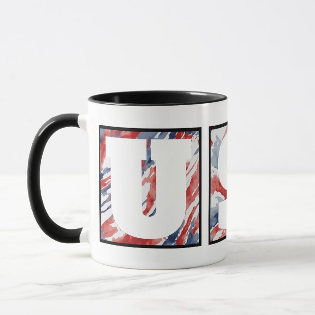 Taza Elegante Abstract Watercolor Bandera "USA" (Izquierda)