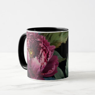 Taza Elegante acuarela floral rosa oscuro