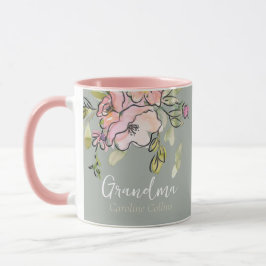 Taza Elegante acuarela Floral Sage Green Grandma