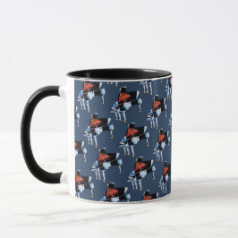 Taza Elegante acuarela piano patrón gris azul